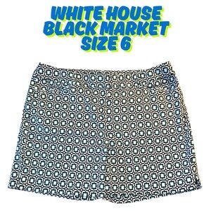 White House Black Market High Waist White and Blue Shorts